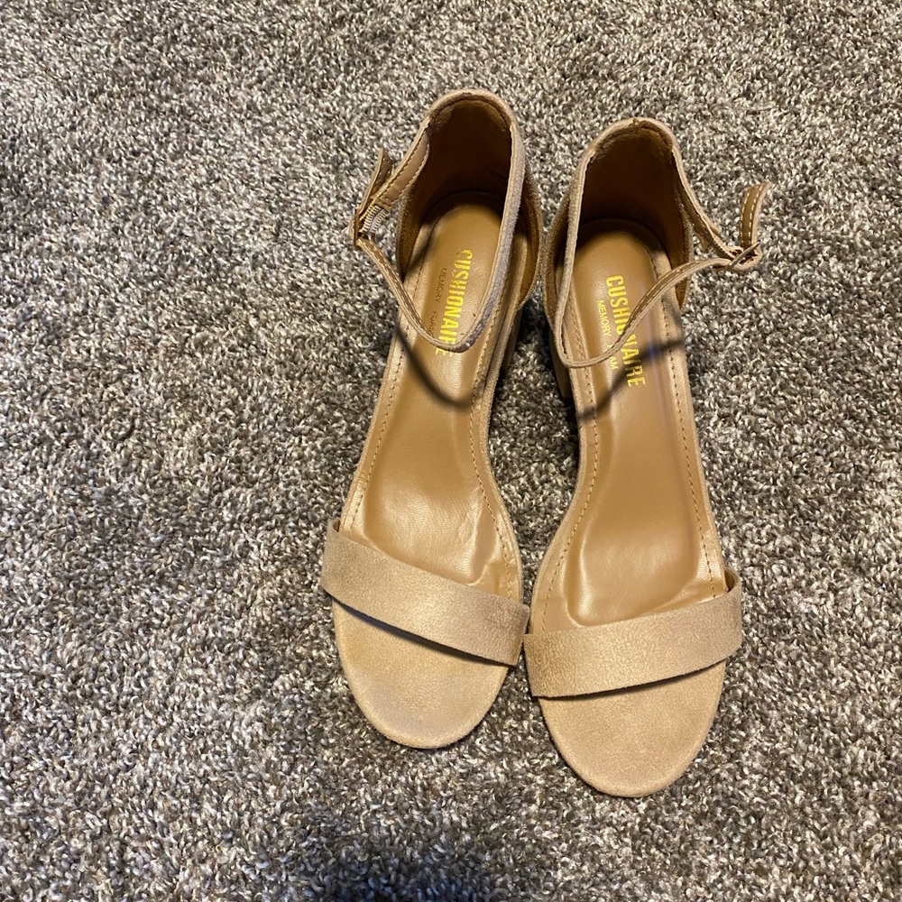 Nude suede heels with memory foam soles! These are Brand New! Size 6.5